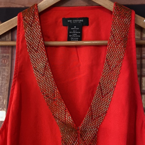 Miss Me MM Couture‎ red beaded sleeveless tank top M - Picture 1 of 6
